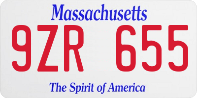 MA license plate 9ZR655