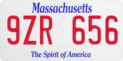 MA license plate 9ZR656