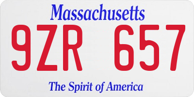 MA license plate 9ZR657