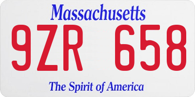 MA license plate 9ZR658