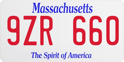 MA license plate 9ZR660