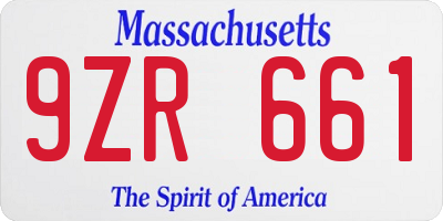 MA license plate 9ZR661