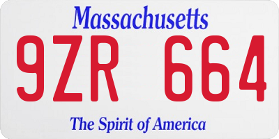 MA license plate 9ZR664