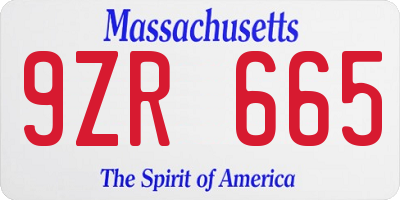 MA license plate 9ZR665