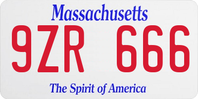 MA license plate 9ZR666