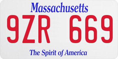 MA license plate 9ZR669