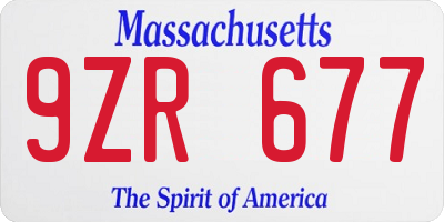 MA license plate 9ZR677