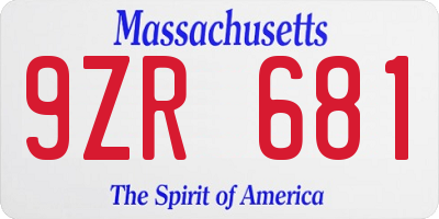 MA license plate 9ZR681