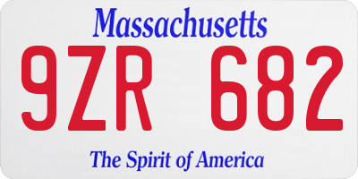 MA license plate 9ZR682