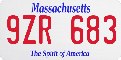 MA license plate 9ZR683