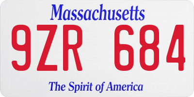 MA license plate 9ZR684