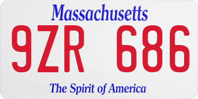 MA license plate 9ZR686
