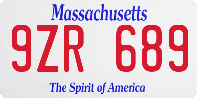 MA license plate 9ZR689
