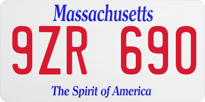MA license plate 9ZR690
