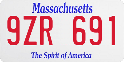 MA license plate 9ZR691