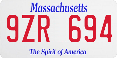 MA license plate 9ZR694