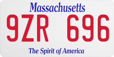 MA license plate 9ZR696