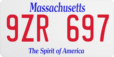 MA license plate 9ZR697