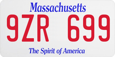 MA license plate 9ZR699