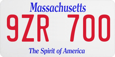 MA license plate 9ZR700