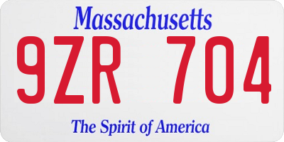 MA license plate 9ZR704