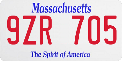 MA license plate 9ZR705