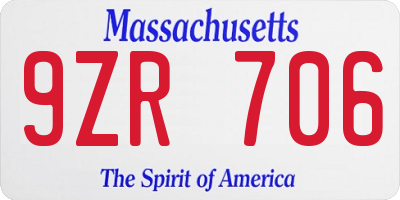 MA license plate 9ZR706