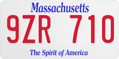 MA license plate 9ZR710