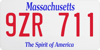 MA license plate 9ZR711