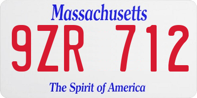 MA license plate 9ZR712