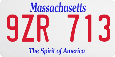 MA license plate 9ZR713
