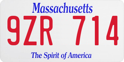 MA license plate 9ZR714