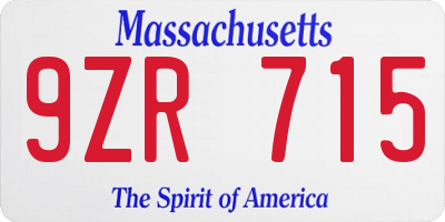 MA license plate 9ZR715