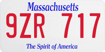 MA license plate 9ZR717