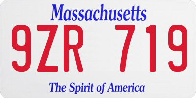 MA license plate 9ZR719