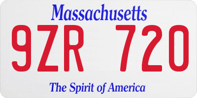 MA license plate 9ZR720