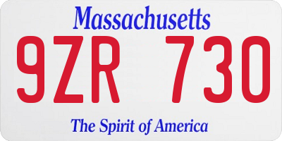 MA license plate 9ZR730