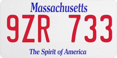 MA license plate 9ZR733