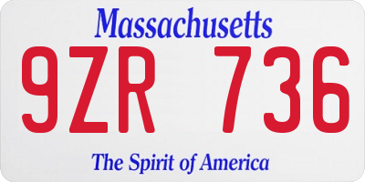 MA license plate 9ZR736