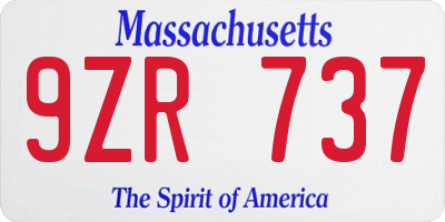MA license plate 9ZR737