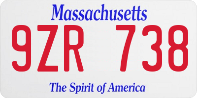 MA license plate 9ZR738