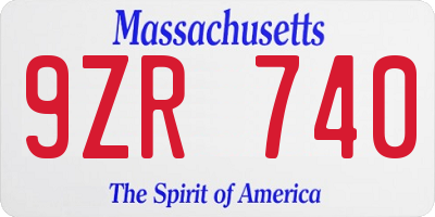 MA license plate 9ZR740