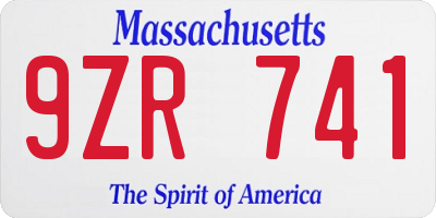 MA license plate 9ZR741