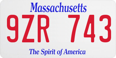 MA license plate 9ZR743