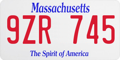 MA license plate 9ZR745