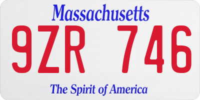 MA license plate 9ZR746