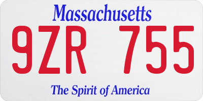 MA license plate 9ZR755