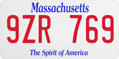MA license plate 9ZR769