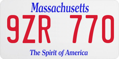 MA license plate 9ZR770