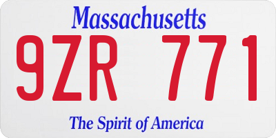 MA license plate 9ZR771